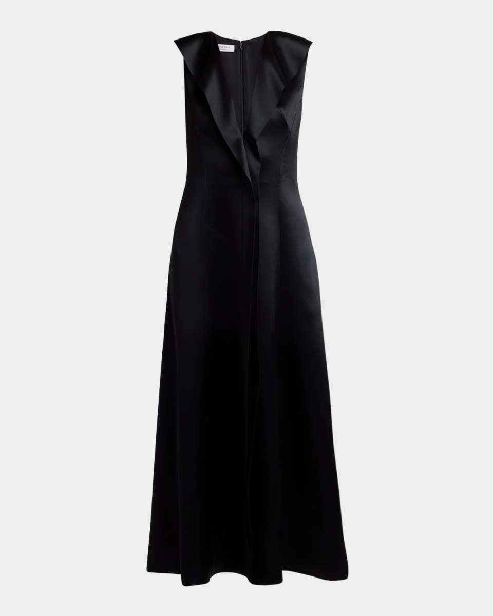 Ruffle Sleeveless Slit Midi Dress